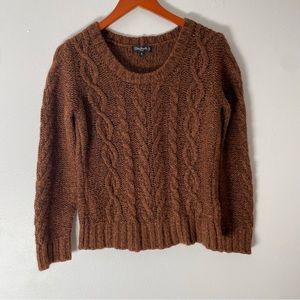 Anthropologie Sylvia Novelli Sweater Wool Mohair Brown Cable Knit Small